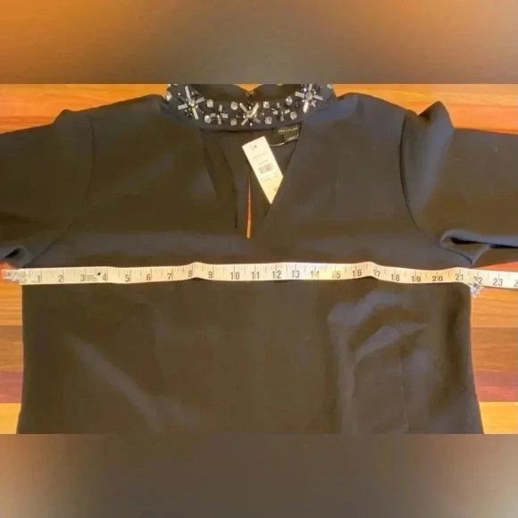 Ann Taylor Black Jewel Neck Blouse, 12, NWT - Picture 4 of 9